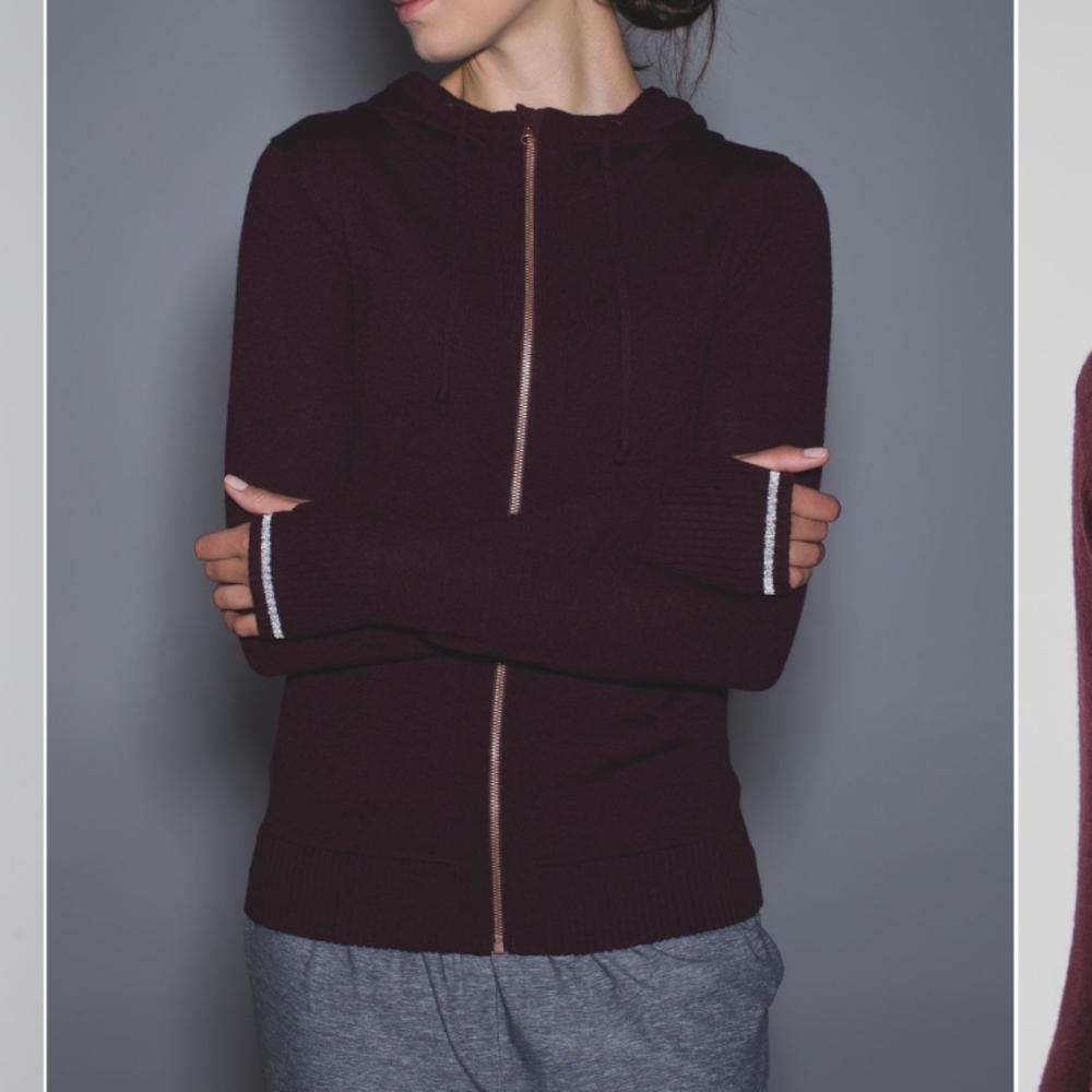 Lululemon Find Your Mantra Wool Zip Up Hoodie In Maroon Size Small